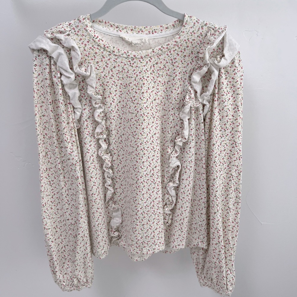 Anthropologie Ruffle front Long Sleeve